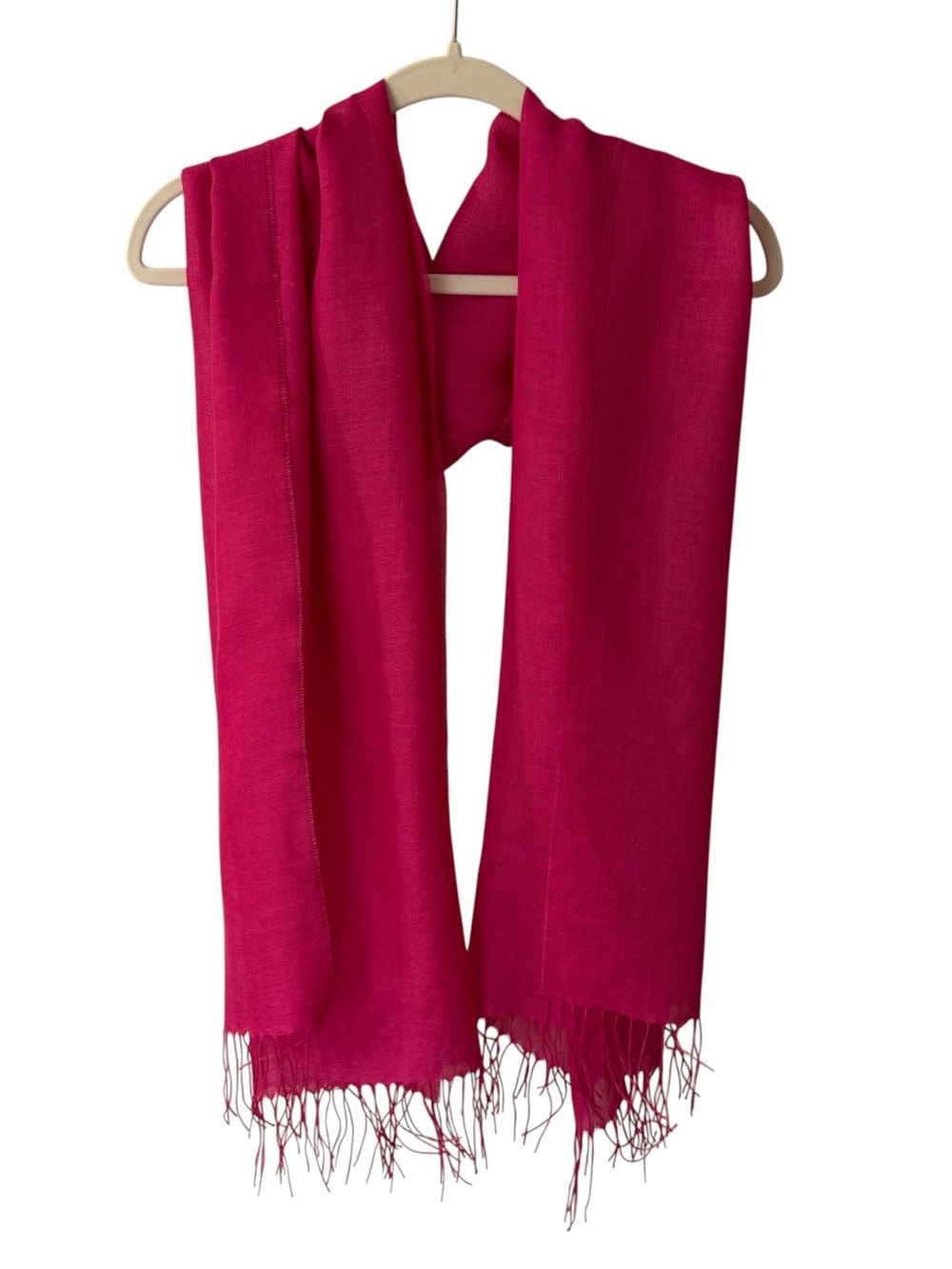 Alicia Adams Alpaca Hot Pink Fringe Scarf Shawl Wrap Baby Alpaca Silk 80" x 28"
